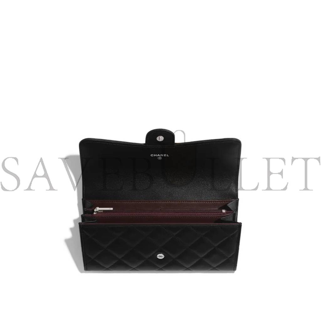 Ch*el classic long flap wallet silver hardware ap0241 y01480 c3906 (19.5*10.5*3cm)